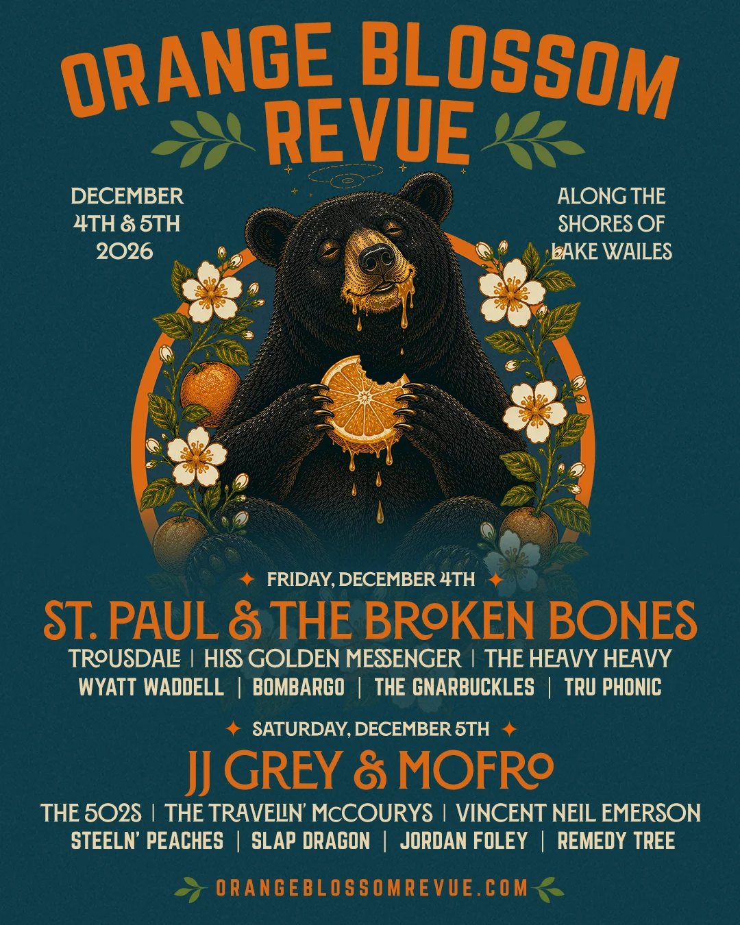 Orange Blossom Revue Returns to Lake Wailes Park for Two Days of Music and Community Celebration December 4th–5th, 2026